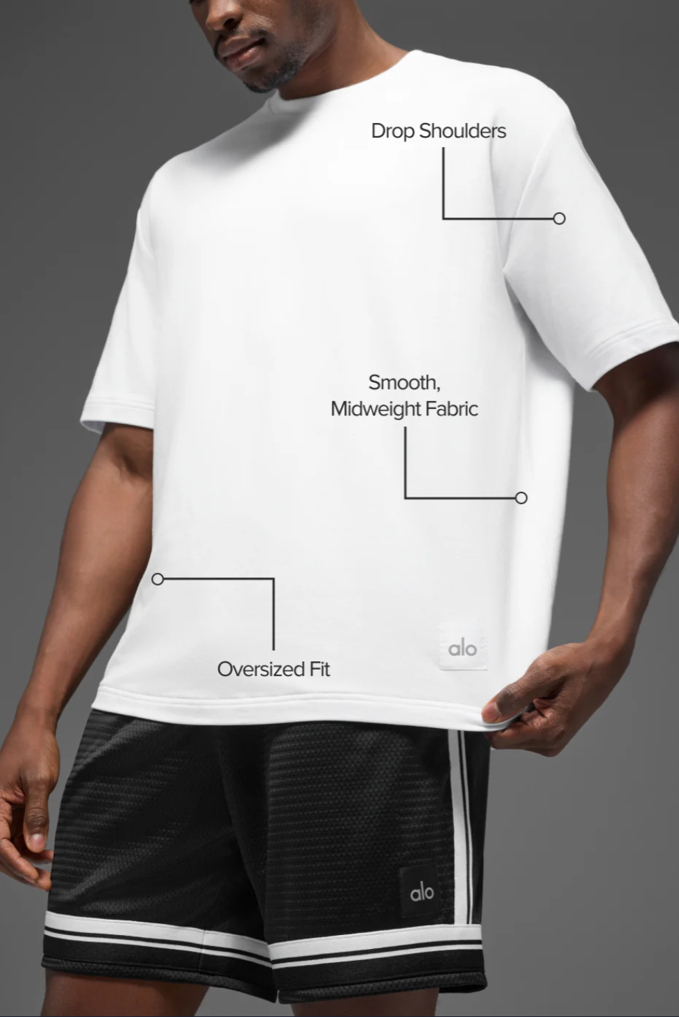 Playera Double Take Alo | Felpa Francesa Micro Suave, Fit Oversized y Manga Extendida