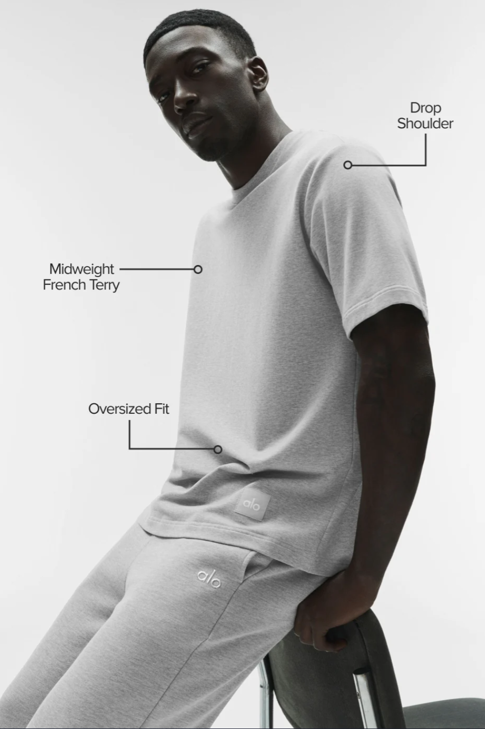 Playera Double Take Alo | Felpa Francesa Micro Suave, Fit Oversized y Manga Extendida