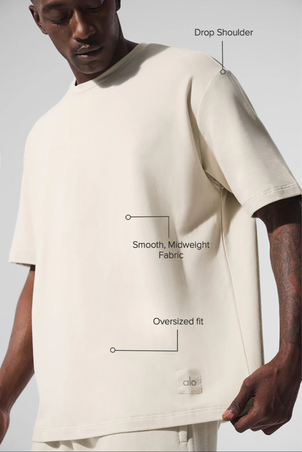 Playera Double Take Alo | Felpa Francesa Micro Suave, Fit Oversized y Manga Extendida
